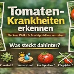 Tomatenkrankheiten erkennen: Flecken, Welke & Fruchtprobleme verstehen. Ursachen für kranke Tomatenfrucht: Krankheit, Wasserstress, Pflegefehler.
