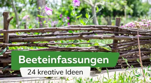 Ein rustikaler Holzzaun als Beeteinfassung, der mit seinen natürlichen Materialien und der geflochtenen Struktur für **ideen beeteinfassung mal anders** steht.