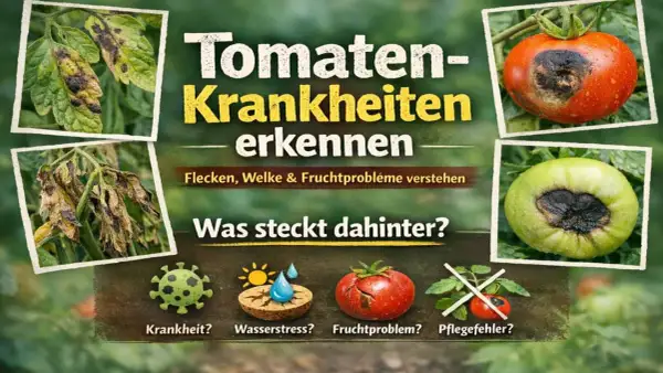 Tomatenkrankheiten erkennen: Flecken, Welke & Fruchtprobleme verstehen. Ursachen für kranke Tomatenfrucht: Krankheit, Wasserstress, Pflegefehler.