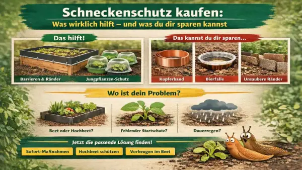 Schneckenschutz: Barrieren, Jungpflanzenschutz und Hochbeete helfen. Was hilft gegen Schnecken? Kupferband und Bierfallen sind oft unnötig.